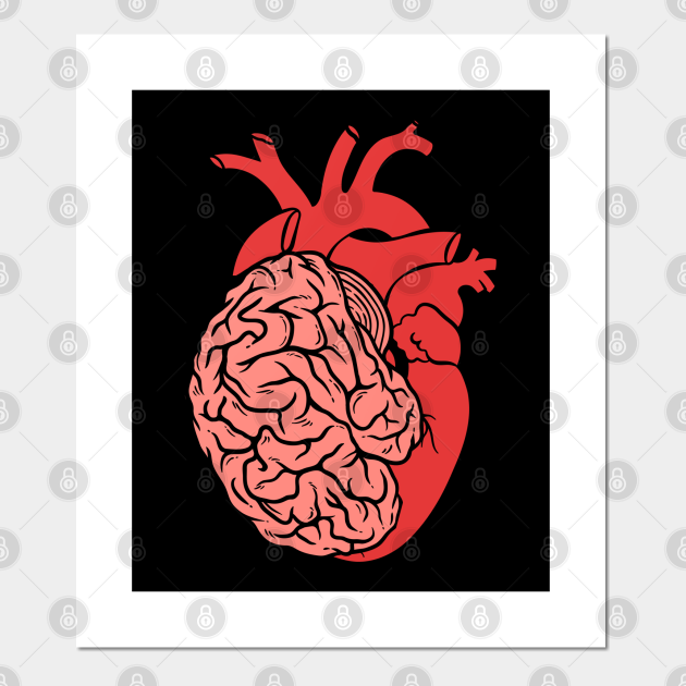 Half Brain Half Heart Organ Anatomy Science Brain Posters and Art